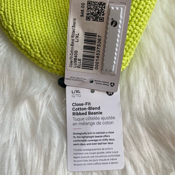 Lululemon Close-Fit cotton-Blend Ribbed Knit Beanie ELLE yellow L/XL - Picture 3 of 4